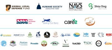 A collage of logos showing the sponsors of Taking Action for Animals 2024